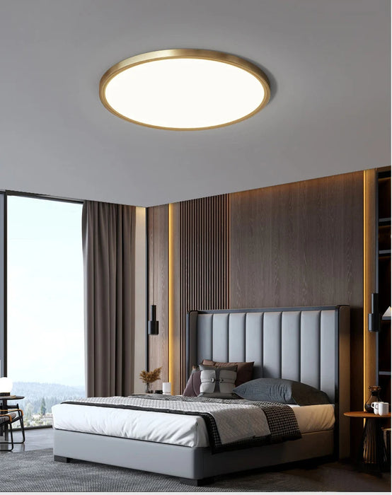 LED Ceiling Light – Modern Polished Copper Design for Bedrooms