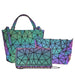 Shimmering PU Fold-Over Shoulder Bag – Futuristic Geometric Design for Women - Samanta Factory