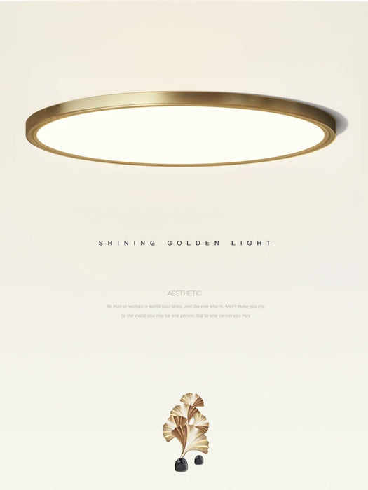 LED Ceiling Light – Modern Polished Copper Design for Bedrooms