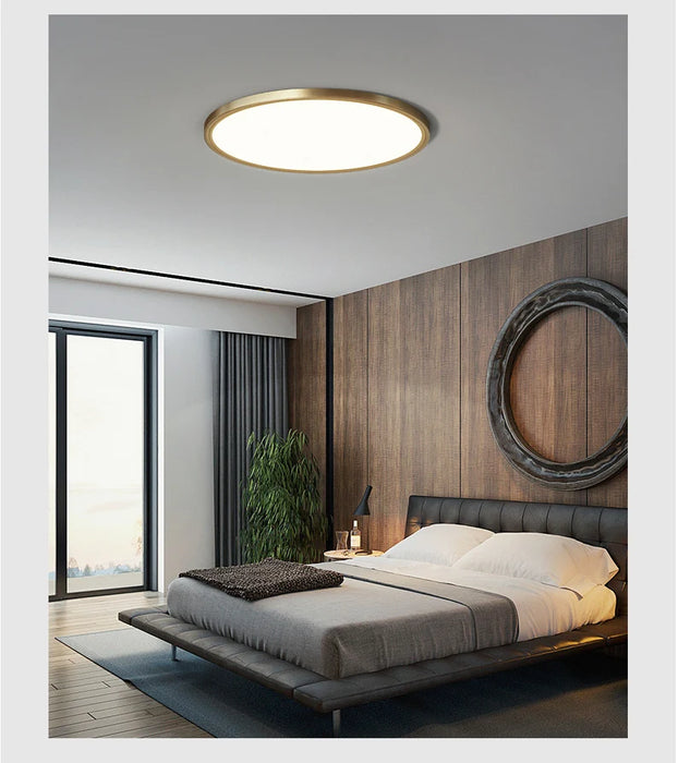 LED Ceiling Light – Modern Polished Copper Design for Bedrooms