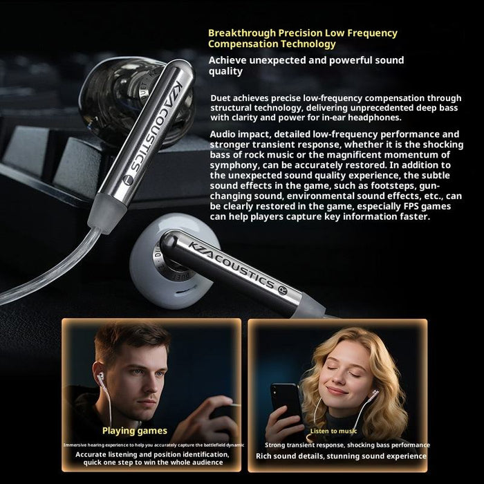 KZ Duet Wired Earphones – Quad-Core Dual Driver with LHDC HD Sound - Samanta Factory
