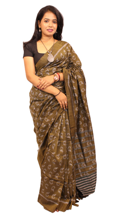Khandua Cotton Saree – Traditional Ikat Weave with Cultural Motifs