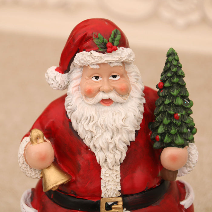 Lighted Christmas Cabin Music Box – LED Santa & Snowman Decoration with Rotating Train