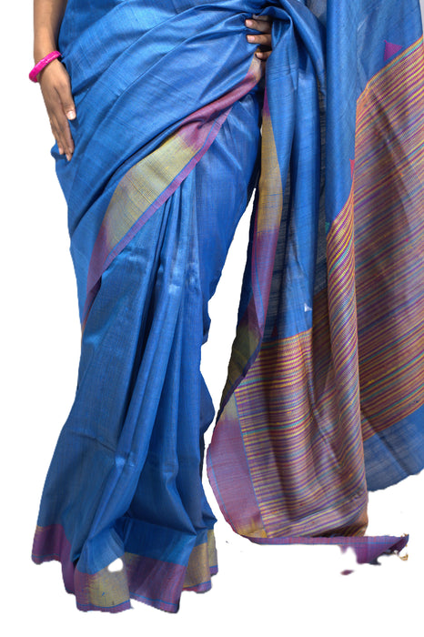 Tussar Silk Saree – Elegant Wild Silk with Golden Sheen and Traditional Motifs
