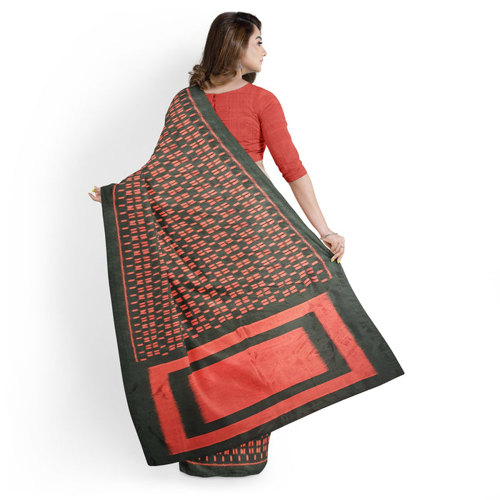 Khandua Silk Saree – Handwoven Ikat with Lotus, Animal & Geometric Motifs