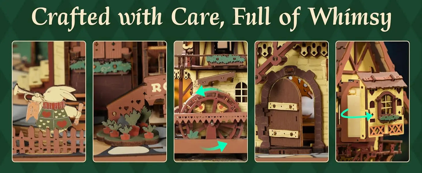 Wooden Cuckoo Clock 3D Puzzle – Light-Up Fairy Treehouse with Moving Bird & LED Lights