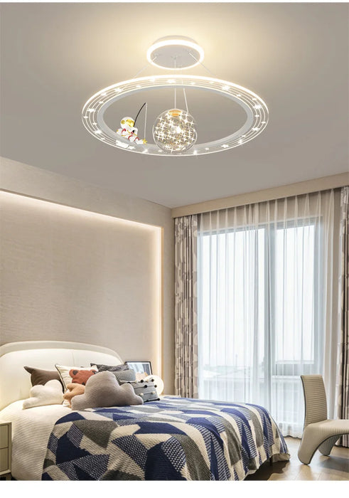 Modern Flush Mount LED Chandelier – Remote-Control Dimmable Ceiling Light