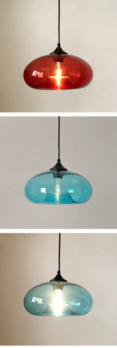 Modern Glass Pendant Light – Elegant LED Ceiling Fixture with Iron Finish - Samanta Factory