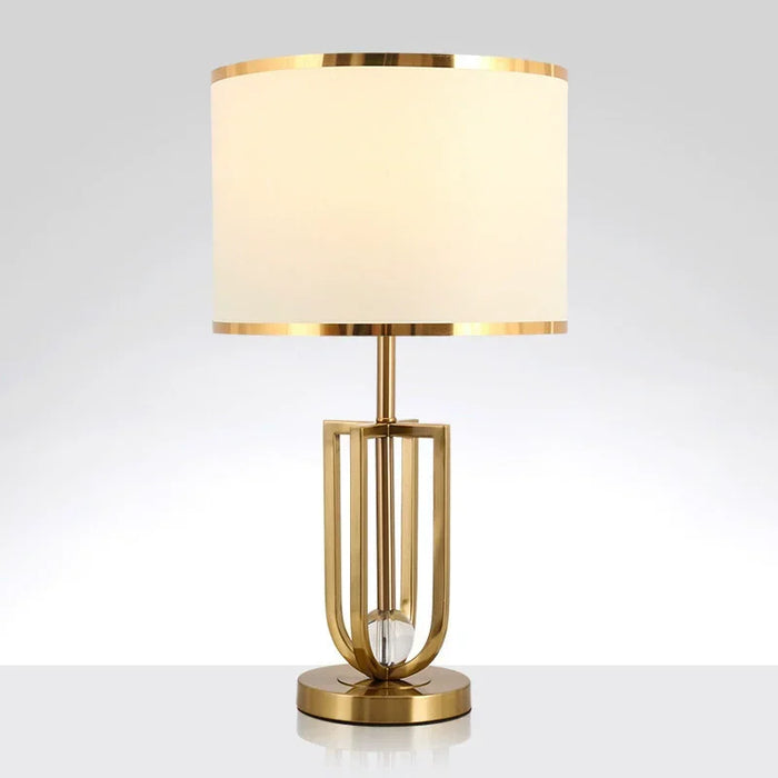 European-Style Bedside Table Lamp – Fabric Shade with Crystal Accent