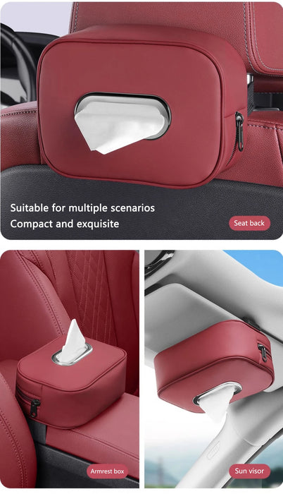 PU Leather Car Tissue Holder – Seat Back & Door Storage - Samanta Factory