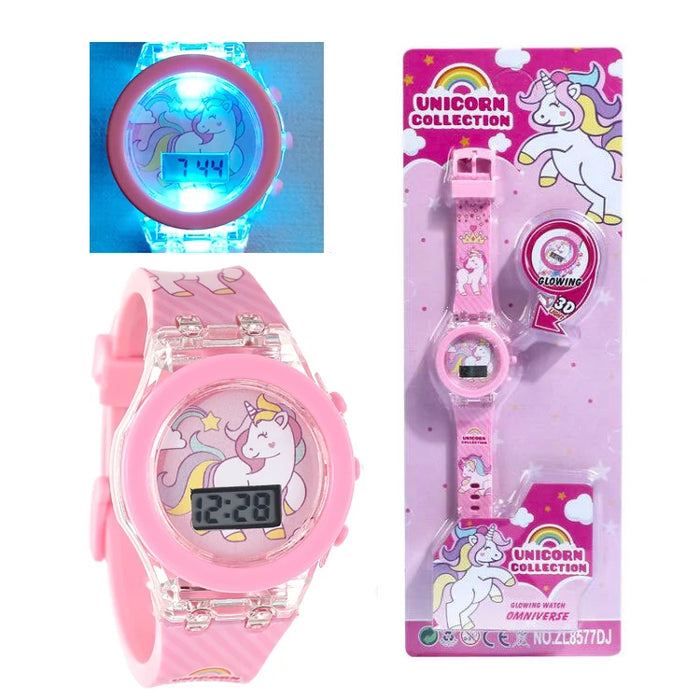 Cartoon Digital Kids Watch – Waterproof Flashing LED Light Watch for Girls & Boys - Samanta Factory