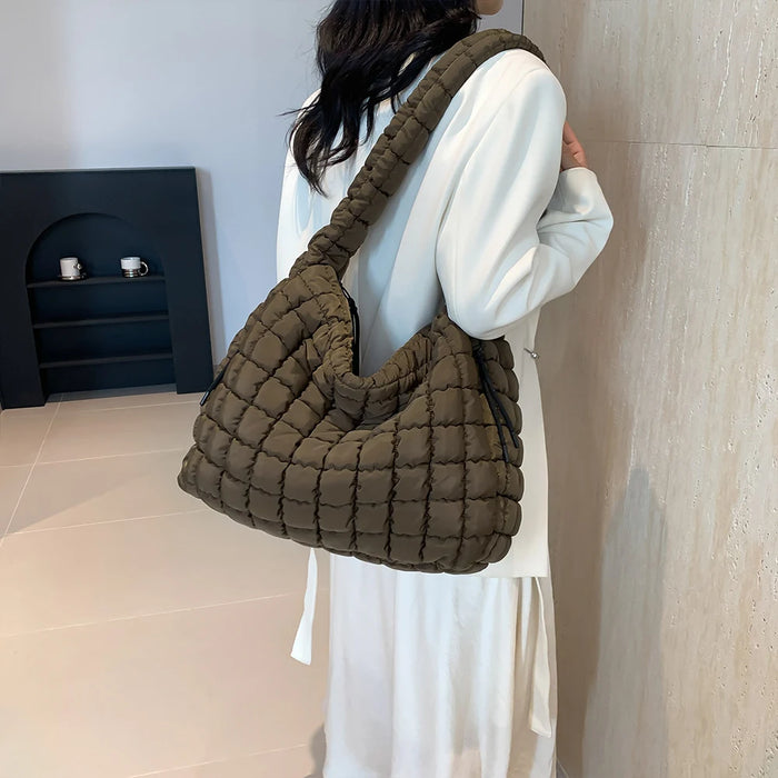 Women’s Puffer Shoulder Bag – Fashion Bubble Tote with Large Capacity - Samanta Factory