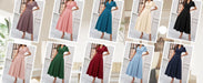 Junior Y2K Midi Dress – Puff Sleeves & Slim A-Line Silhouette - Samanta Factory