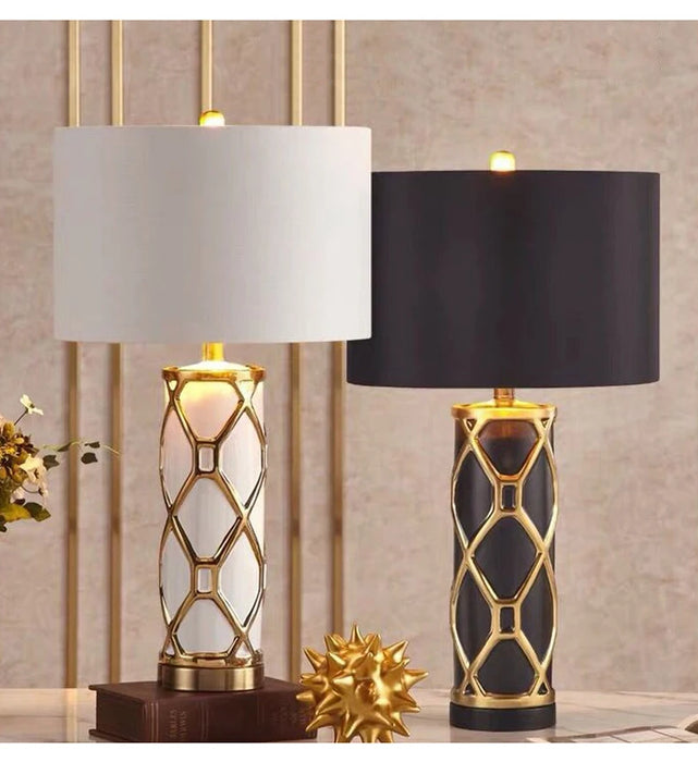 Nordic Ceramic Table Lamp – Elegant Fabric Shade Light for Bedroom & Living Room