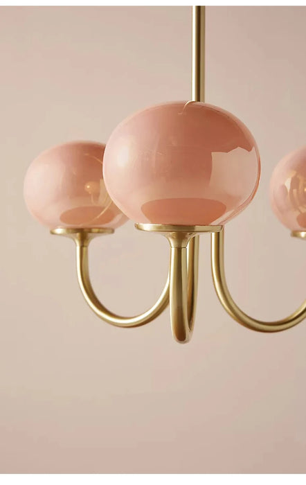 Nordic Pink Bedroom Lamp – Warm Romantic Bauhaus Chandelier