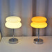 Modern stained glass LED table lamp with silver frame and touch control