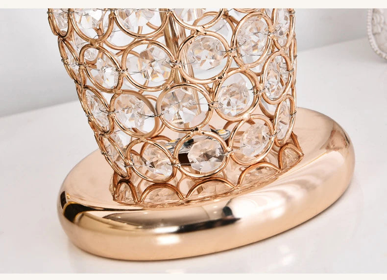 Crystal Table Lamp – Elegant Bedside Light with Polished Chrome Finish