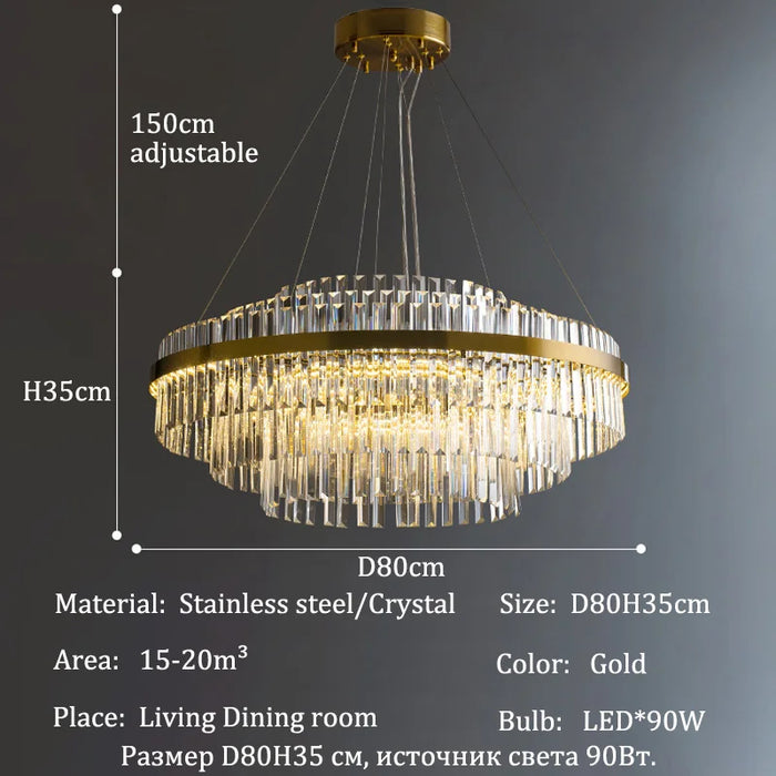 Modern Luxury LED Crystal Chandelier – Dimmable Remote-Controlled Ceiling Light