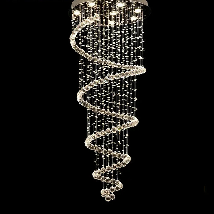 Modern LED chandelier light with dimmable remote control and aluminium flush mount design

