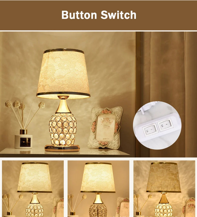 Crystal Table Lamp – Elegant Bedside Light with Polished Chrome Finish