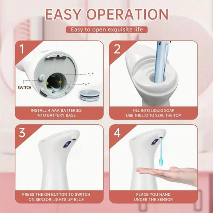 Automatic Soap Dispenser – Touchless Sensor with 0.2s Fast Dispense & Waterproof Non-Slip Base - Samanta Factory
