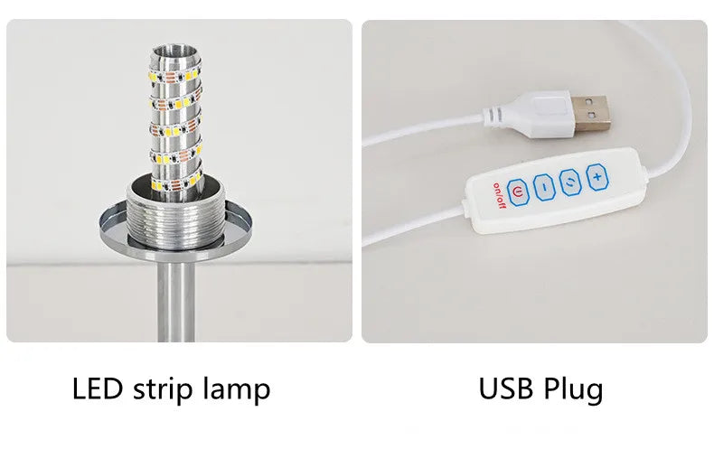 Modern Stained Glass Table Lamp – Touch Control LED Bedside Lighting