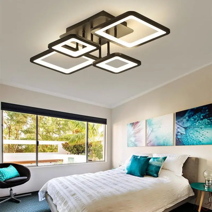 Modern LED Ceiling Light – 54W Dimmable Fixture with Remote for Dining Room & Foyer - Samanta Factory