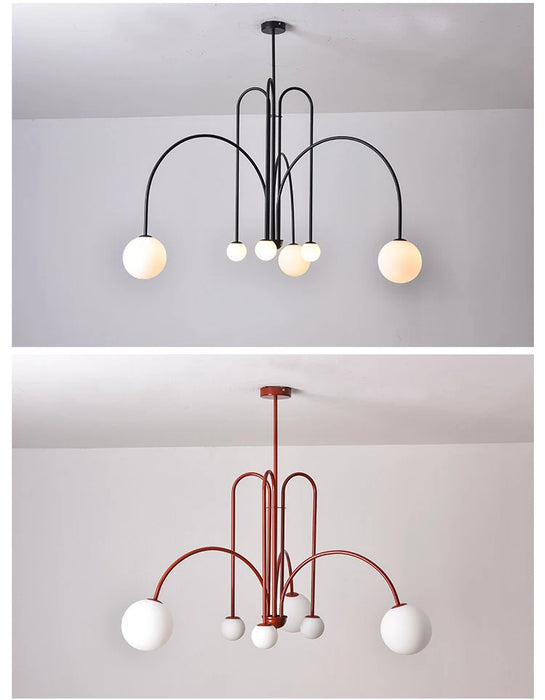 Modern LED Chandelier – Frosted Glass Pendant Light for Elegant Interiors