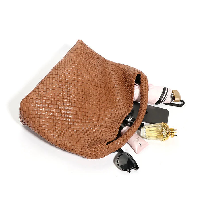 Stylish Split Leather Bucket Shoulder Bag – Versatile Women’s Handbag for Work & Casual Outings - Samanta Factory