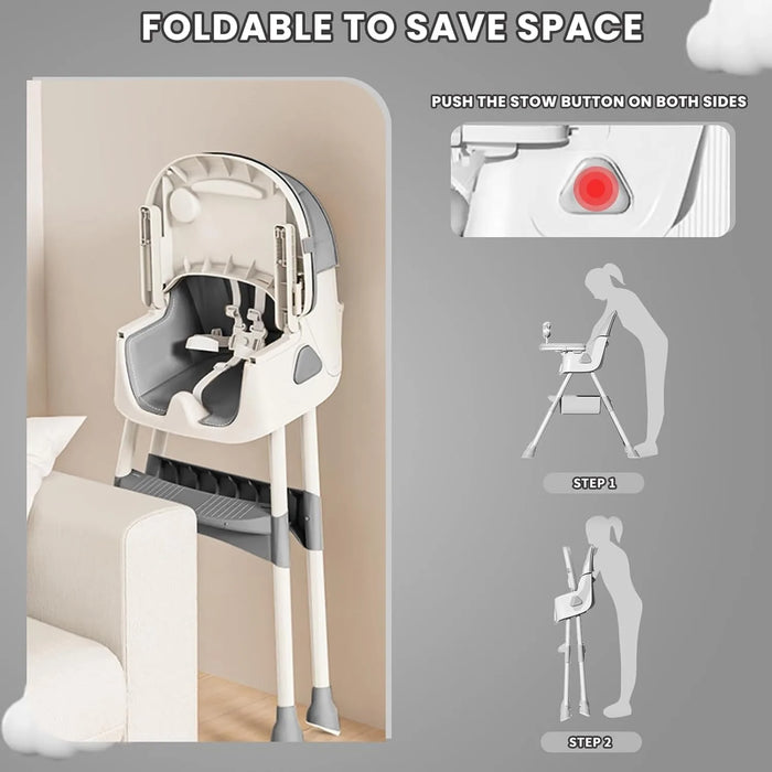 3-in-1 Baby High Chair – Adjustable Feeding Seat with Tray, Toddler & Kids Chair Conversion - Samanta Factory
