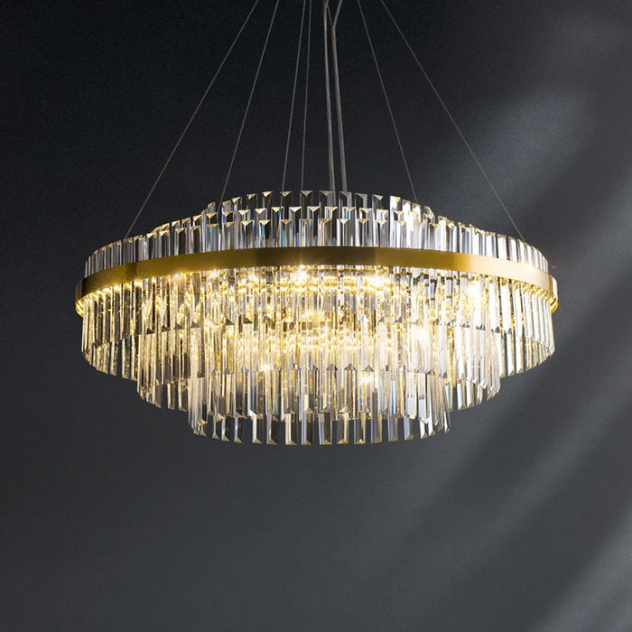 Modern Luxury LED Crystal Chandelier – Dimmable Remote-Controlled Ceiling Light