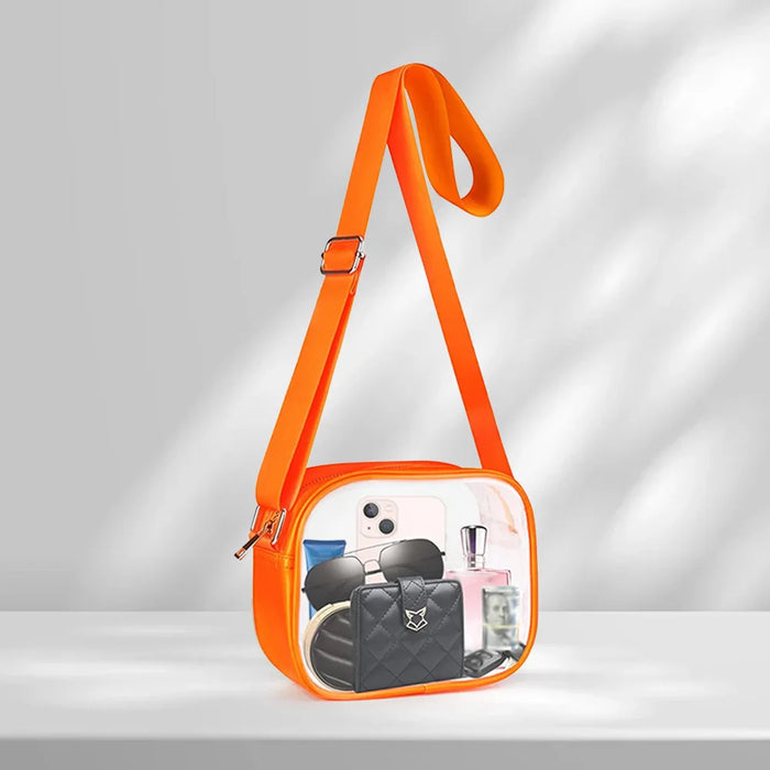 Clear PVC Crossbody Bag for Women – Transparent Square Shoulder Bag for Concerts & Travel - Samanta Factory