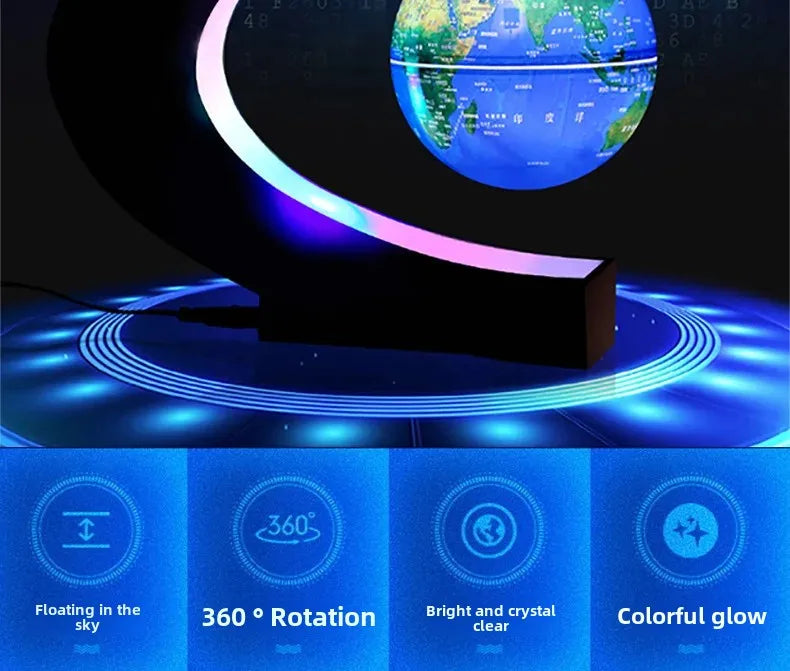 Magnetic Levitating Globe – 4-Inch Floating Earth with LED Light for Home & Office Decor - Samanta Factory