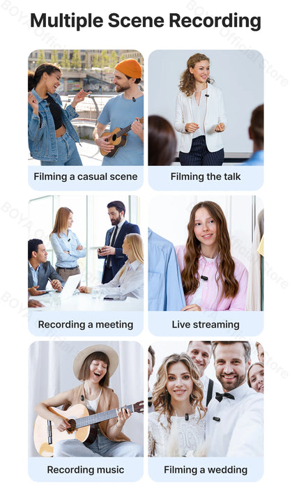 BOYA Mini Wireless Microphone – 2.4GHz Lavalier Mic with Charging Case for iPhone & Android - Samanta Factory