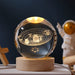 3D Crystal Solar System Night Light with Wooden Base – USB Glass Planet Lamp
