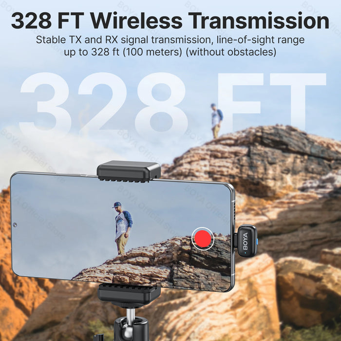 BOYA Mini Wireless Microphone – 2.4GHz Lavalier Mic with Charging Case for iPhone & Android - Samanta Factory