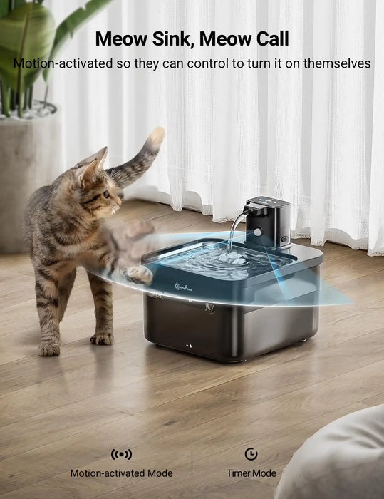 Wireless Cat Water Fountain – Battery-Operated with Motion Sensor & 5-Level Filtration - Samanta Factory