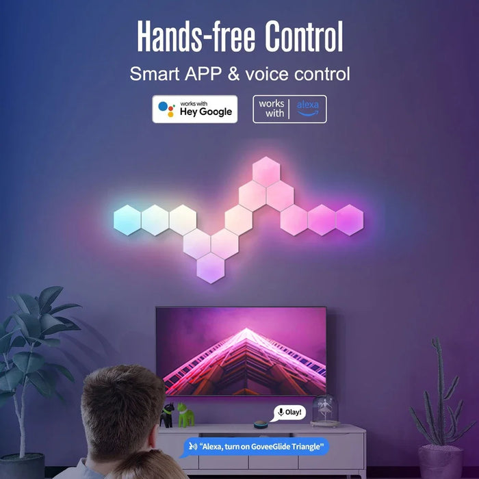 Hexagonal Night Light – DIY Smart LED Wall Panels with App & Music Sync - Samanta Factory