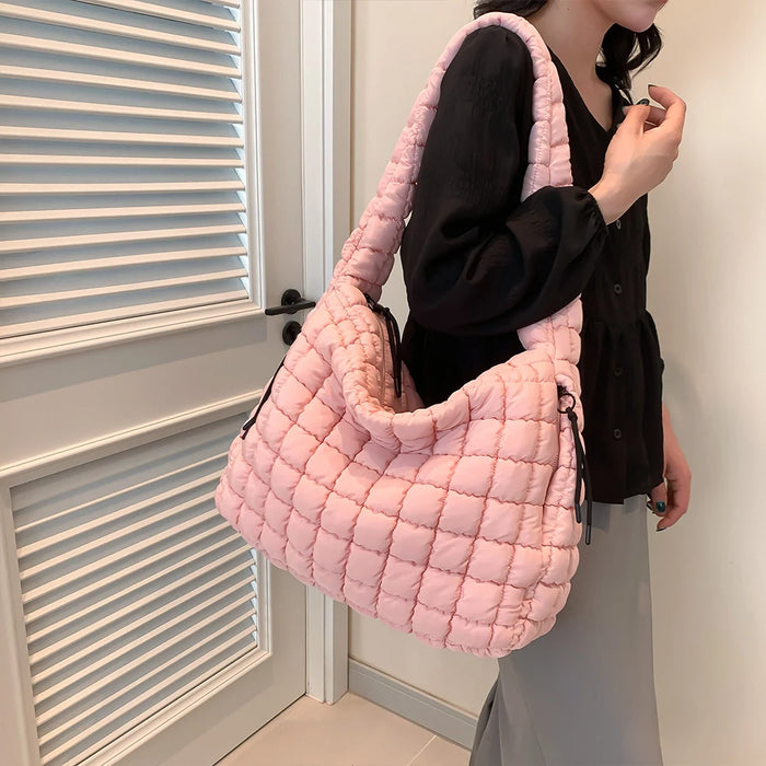 Women’s Puffer Shoulder Bag – Fashion Bubble Tote with Large Capacity - Samanta Factory