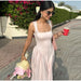 Camisole Dress – Pleated A-Line Elegance with Square Neck - Samanta Factory