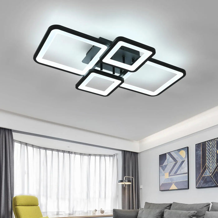 Modern LED Ceiling Light – 54W Dimmable Fixture with Remote for Dining Room & Foyer - Samanta Factory