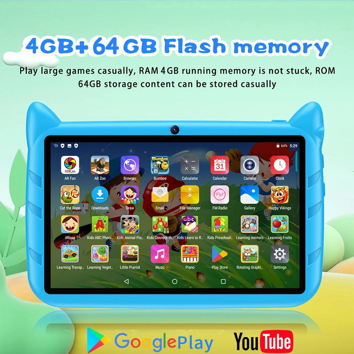 BDF 7-Inch Kids Tablet – Android 13 with 64GB Storage, Dual Cameras & Parental Controls - Samanta Factory