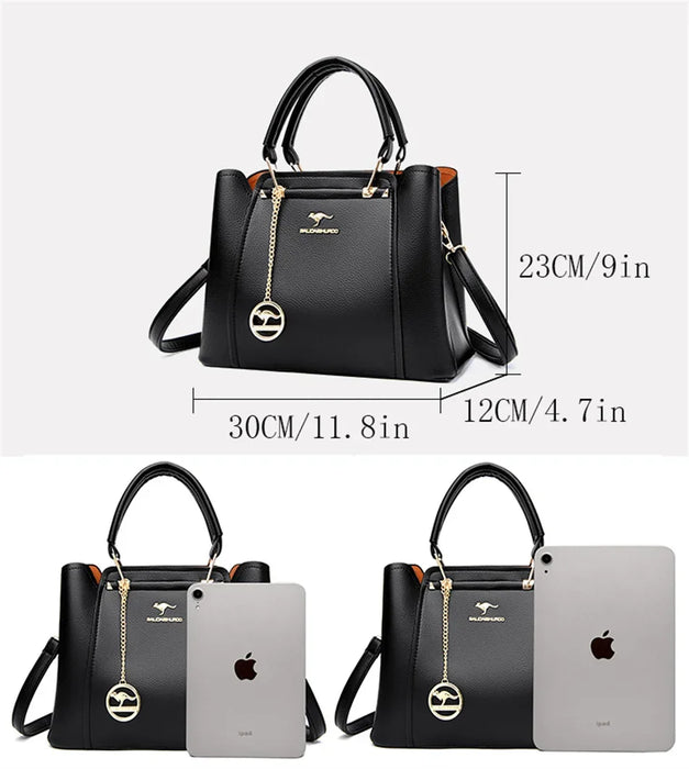 Women’s Soft PU Leather Handbag – Fashionable Casual Tote with Sequined Detail - Samanta Factory