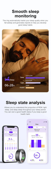 Smart Fitness Ring – Health Tracking with Sleep, Heart Rate & Gesture Control - Samanta Factory
