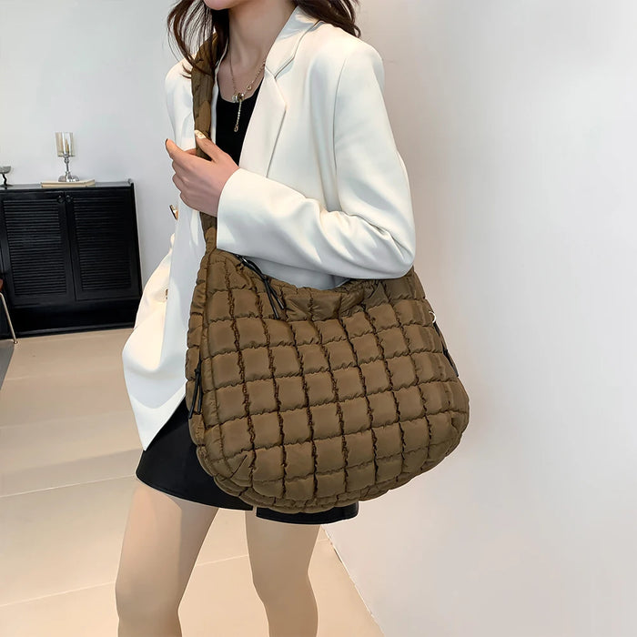 Women’s Puffer Shoulder Bag – Fashion Bubble Tote with Large Capacity - Samanta Factory