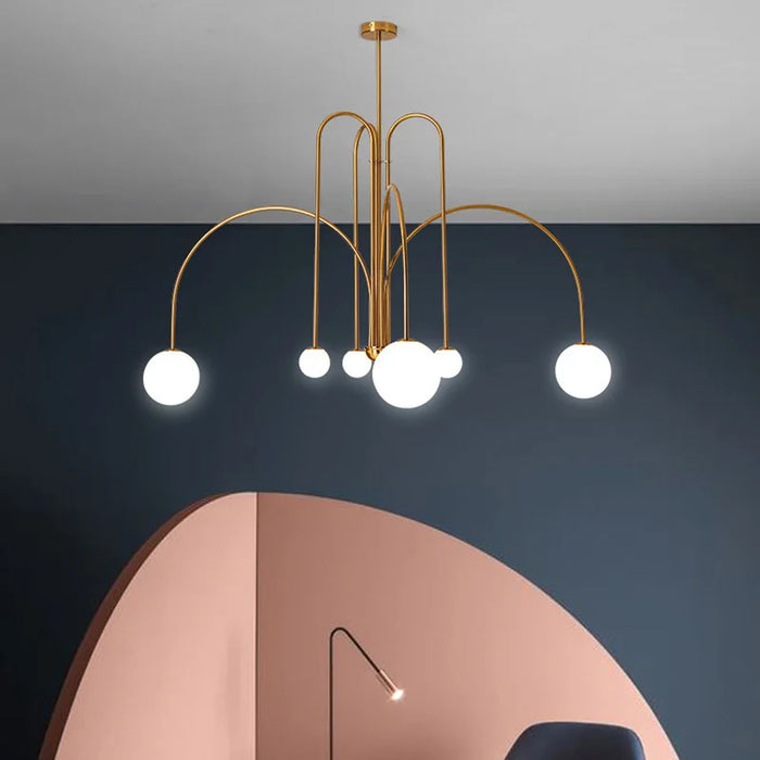 Modern LED Chandelier – Frosted Glass Pendant Light for Elegant Interiors