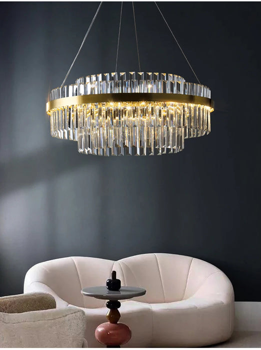 Modern Luxury LED Crystal Chandelier – Dimmable Remote-Controlled Ceiling Light