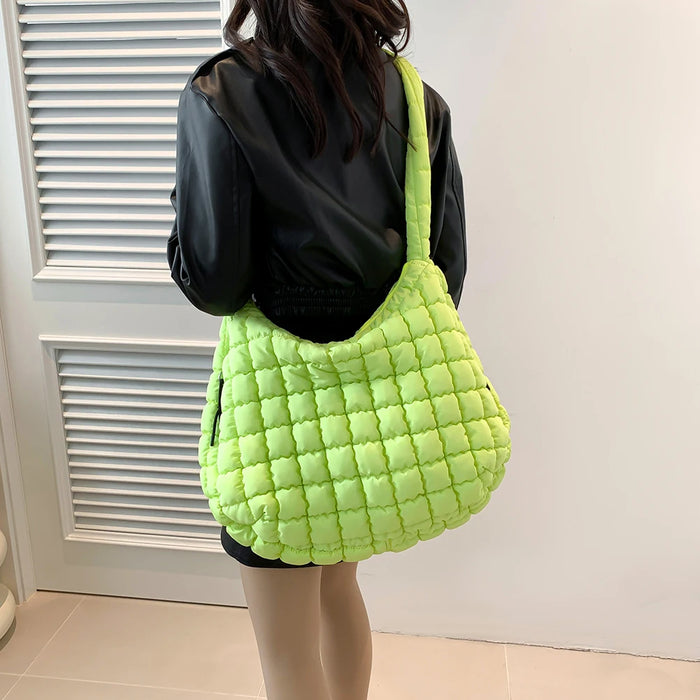 Women’s Puffer Shoulder Bag – Fashion Bubble Tote with Large Capacity - Samanta Factory