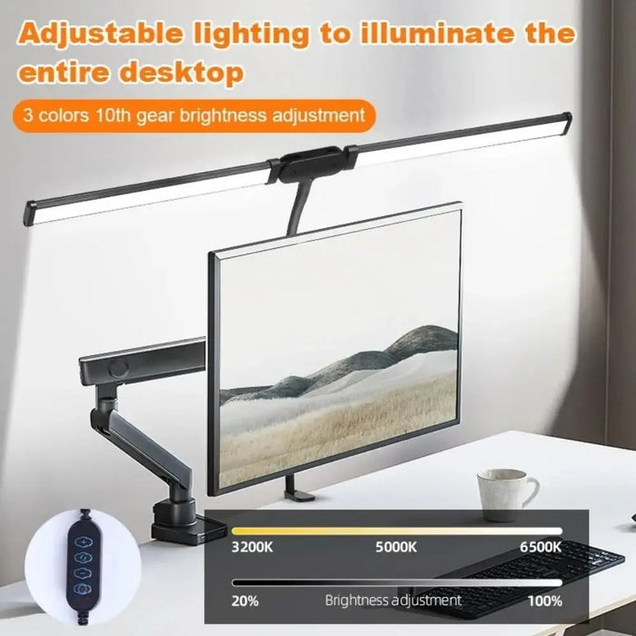 Double-Head LED Desk Lamp – Wide, Adjustable Lighting with 10 Brightness Levels - Samanta Factory