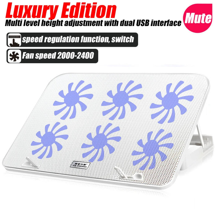 Laptop Cooling Pad – 6-Fan Ultra-Quiet Airflow for 13–18" Notebook - Samanta Factory